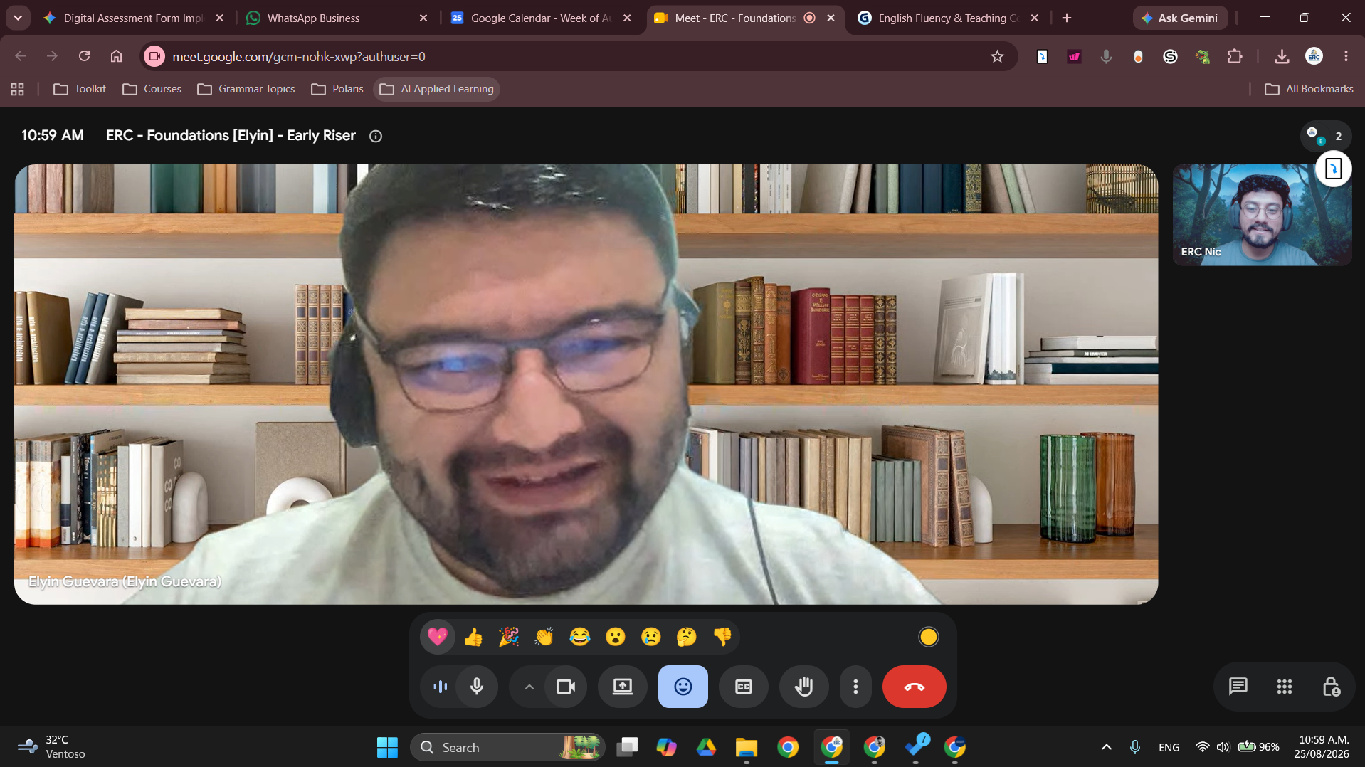 Estudiante e instructor durante una sesión online de ERC.