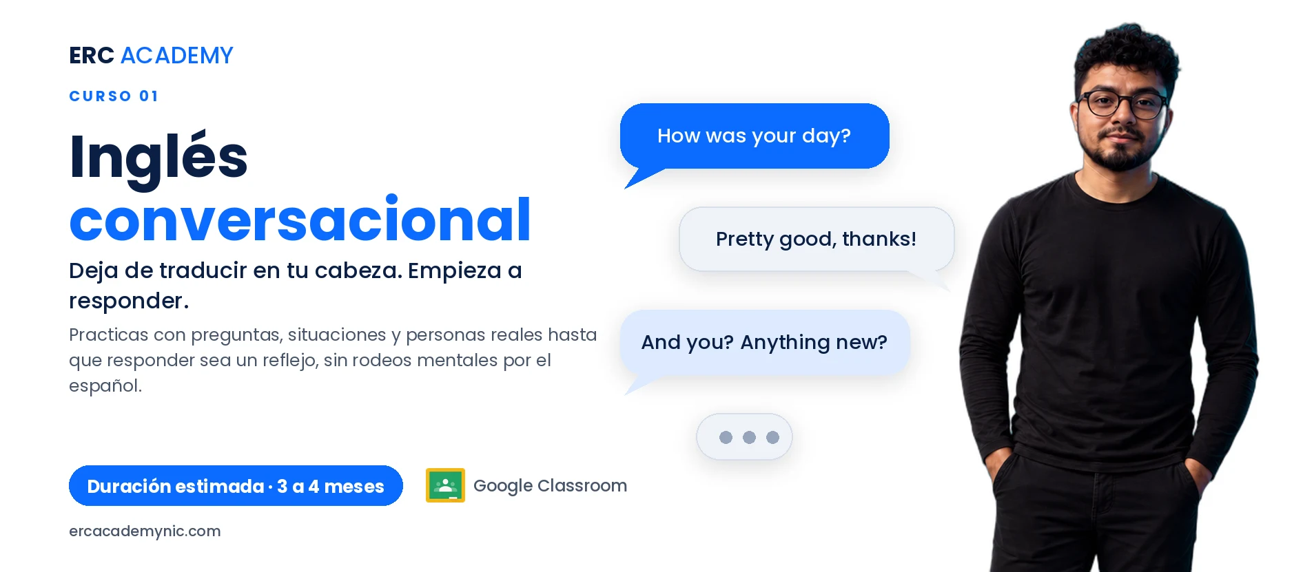 Banner de Inglés conversacional, ERC Academy